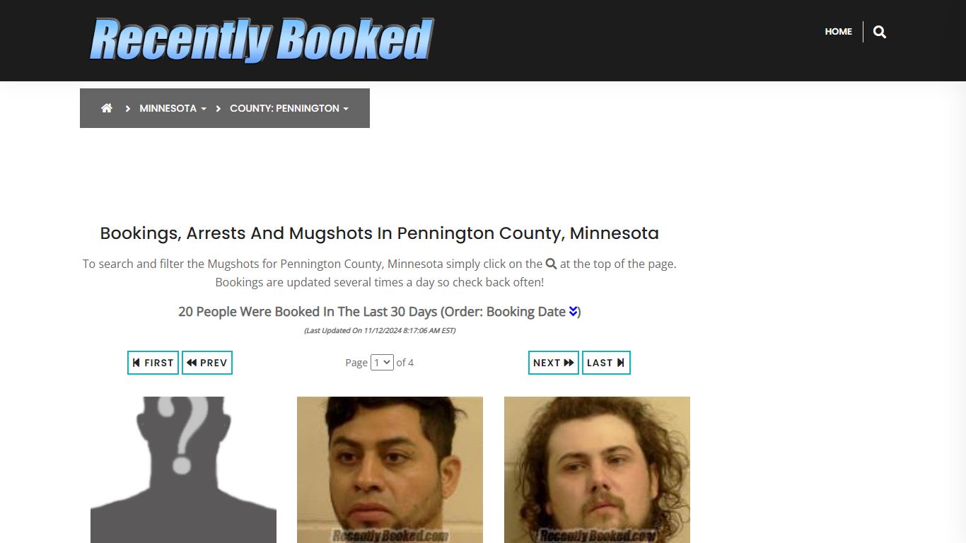 Bookings, Arrests and Mugshots in Pennington County, Minnesota